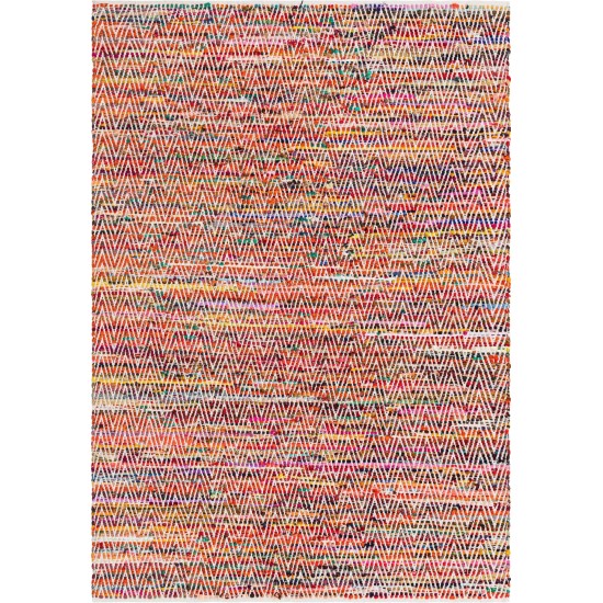 Rug Unique Loom Chindi Chevron Multi/Red Rectangular 7' 0 x 10' 0