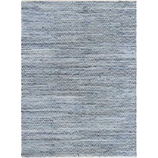 Rug Unique Loom Chindi Chevron Denim Rectangular 8' 0 x 11' 0