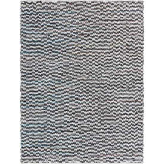 Rug Unique Loom Chindi Chevron Black Rectangular 9' 0 x 12' 0