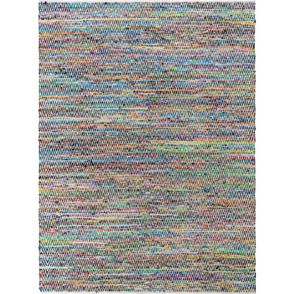 Rug Unique Loom Chindi Chevron Multi/Green Rectangular 9' 0 x 12' 0