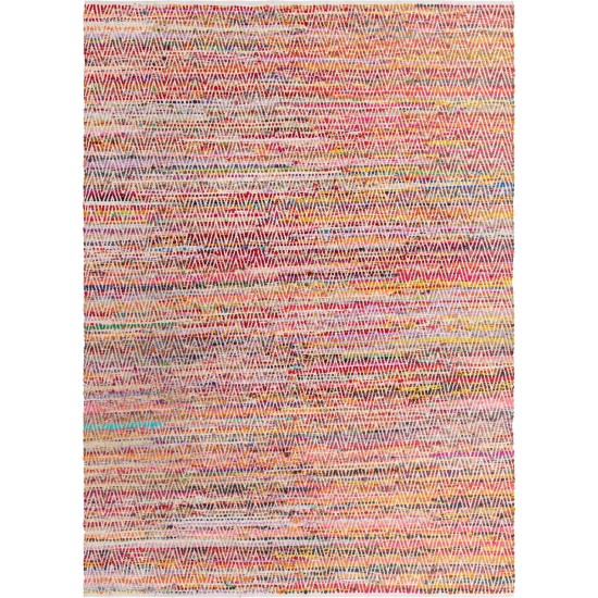 Rug Unique Loom Chindi Chevron Multi/Red Rectangular 9' 0 x 12' 0