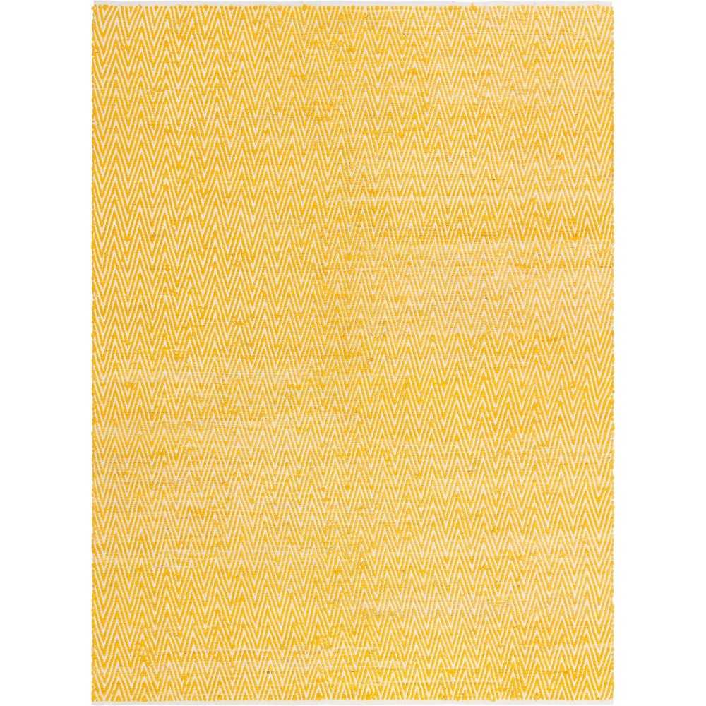 Rug Unique Loom Chindi Chevron Yellow Rectangular 9' 0 x 12' 0