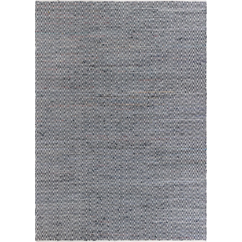 Rug Unique Loom Chindi Chevron Black Rectangular 10' 0 x 14' 0