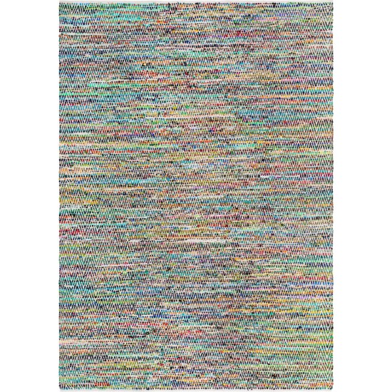 Rug Unique Loom Chindi Chevron Multi/Green Rectangular 10' 0 x 14' 0