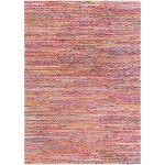 Rug Unique Loom Chindi Chevron Multi/Red Rectangular 10' 0 x 14' 0