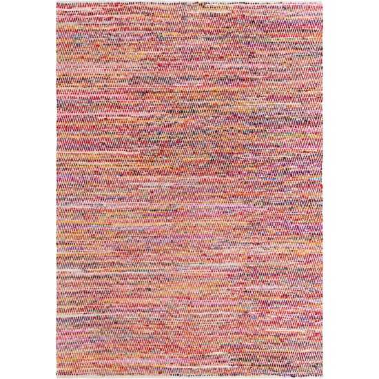 Rug Unique Loom Chindi Chevron Multi/Red Rectangular 10' 0 x 14' 0