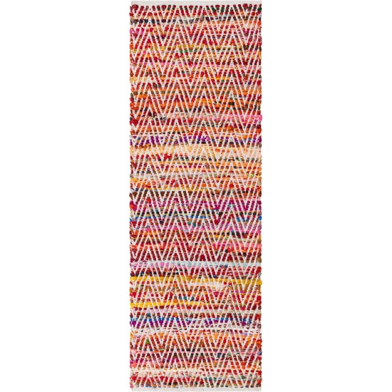 Rug Unique Loom Chindi Chevron Multi/Red Runner 2' 2 x 6' 0