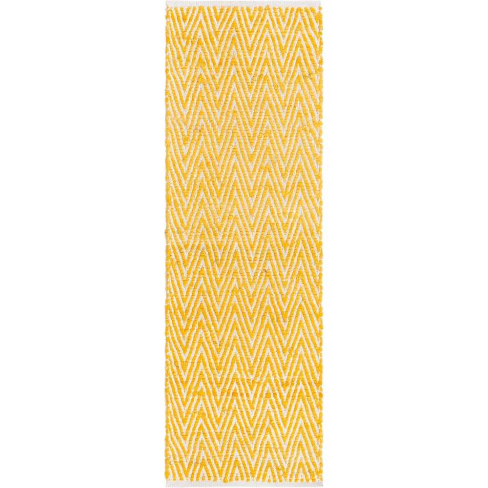 Rug Unique Loom Chindi Chevron Yellow Runner 2' 2 x 6' 0