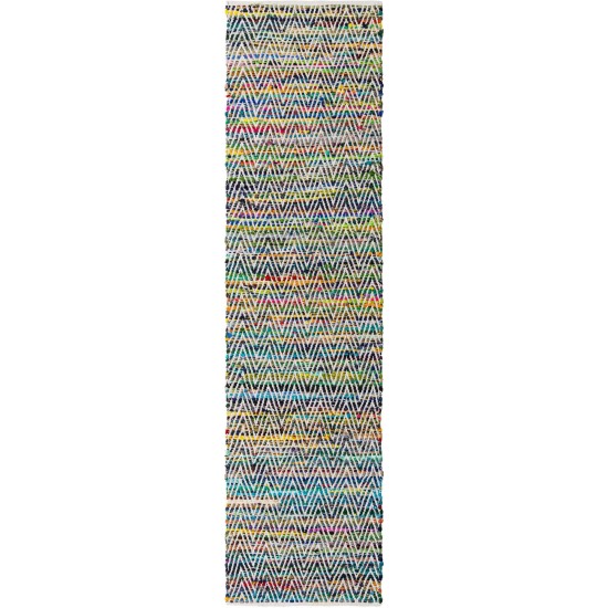 Rug Unique Loom Chindi Chevron Multi/Green Runner 2' 2 x 6' 0