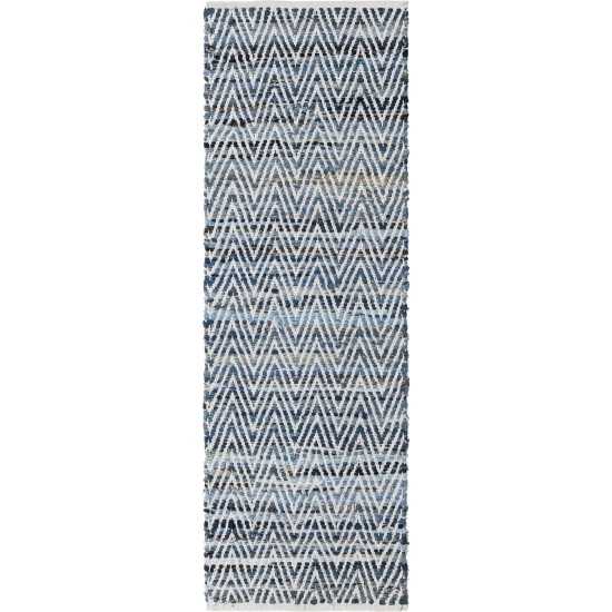 Rug Unique Loom Chindi Chevron Denim Runner 2' 2 x 6' 3