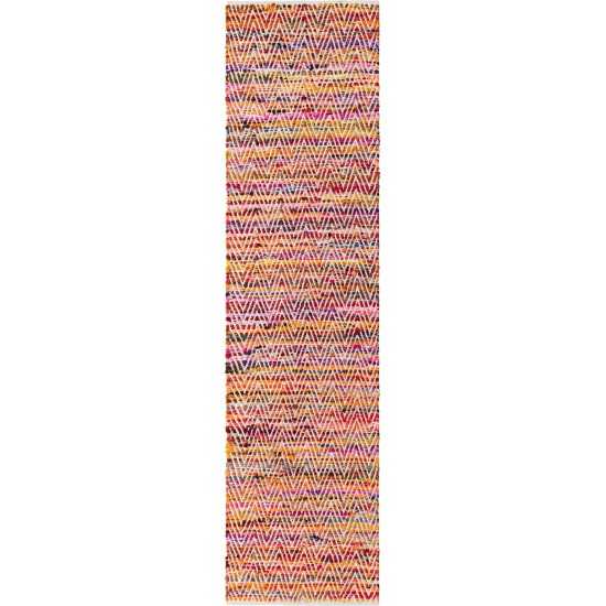 Rug Unique Loom Chindi Chevron Multi/Red Runner 2' 7 x 10' 0