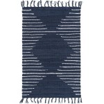 Rug Unique Loom Chindi Cotton Navy Blue Rectangular 2' 0 x 3' 0