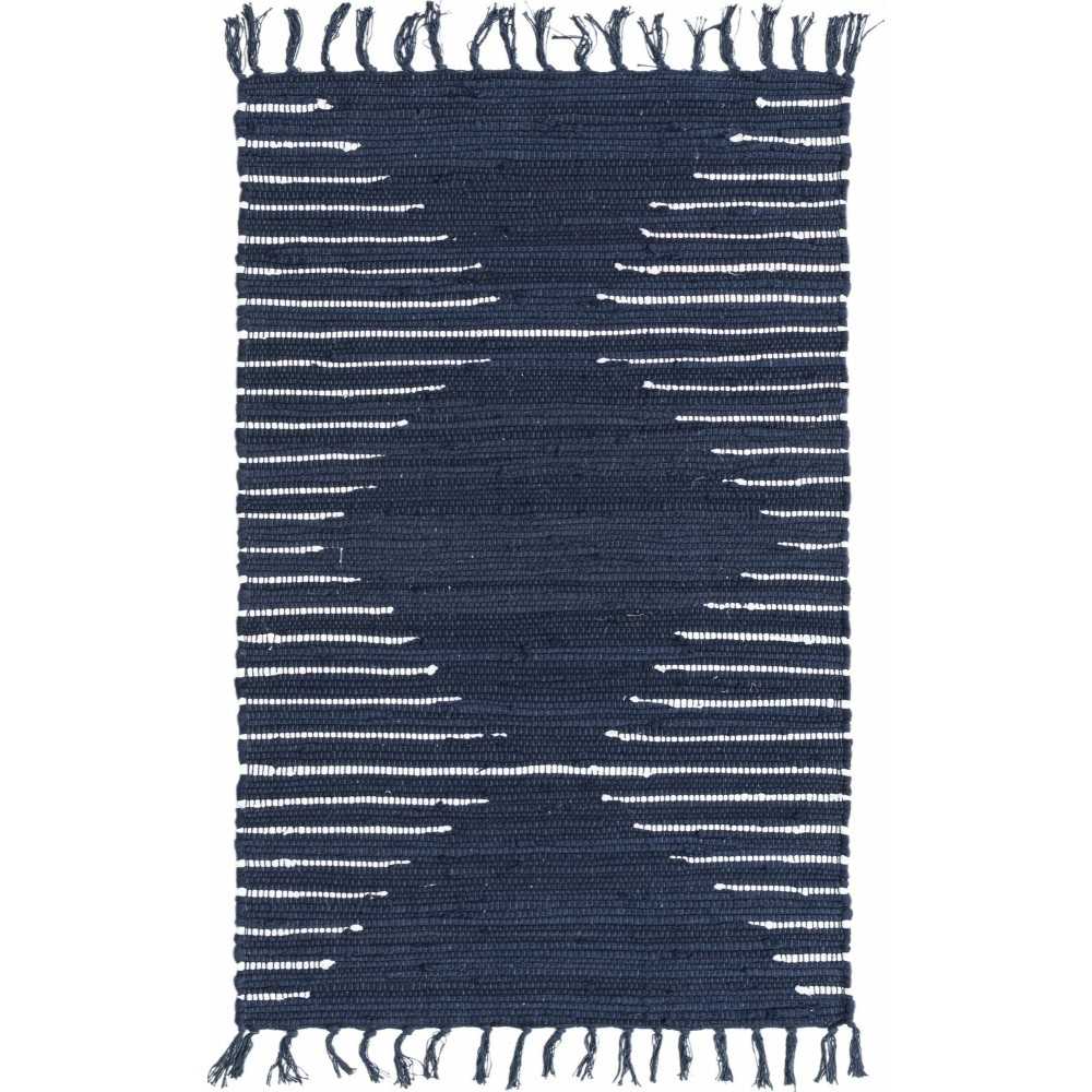 Rug Unique Loom Chindi Cotton Navy Blue Rectangular 2' 0 x 3' 0