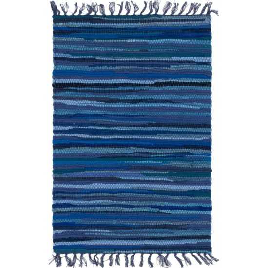 Rug Unique Loom Chindi Cotton Navy Blue Rectangular 2' 2 x 3' 0