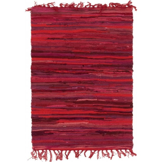 Rug Unique Loom Chindi Cotton Red Rectangular 2' 2 x 3' 0