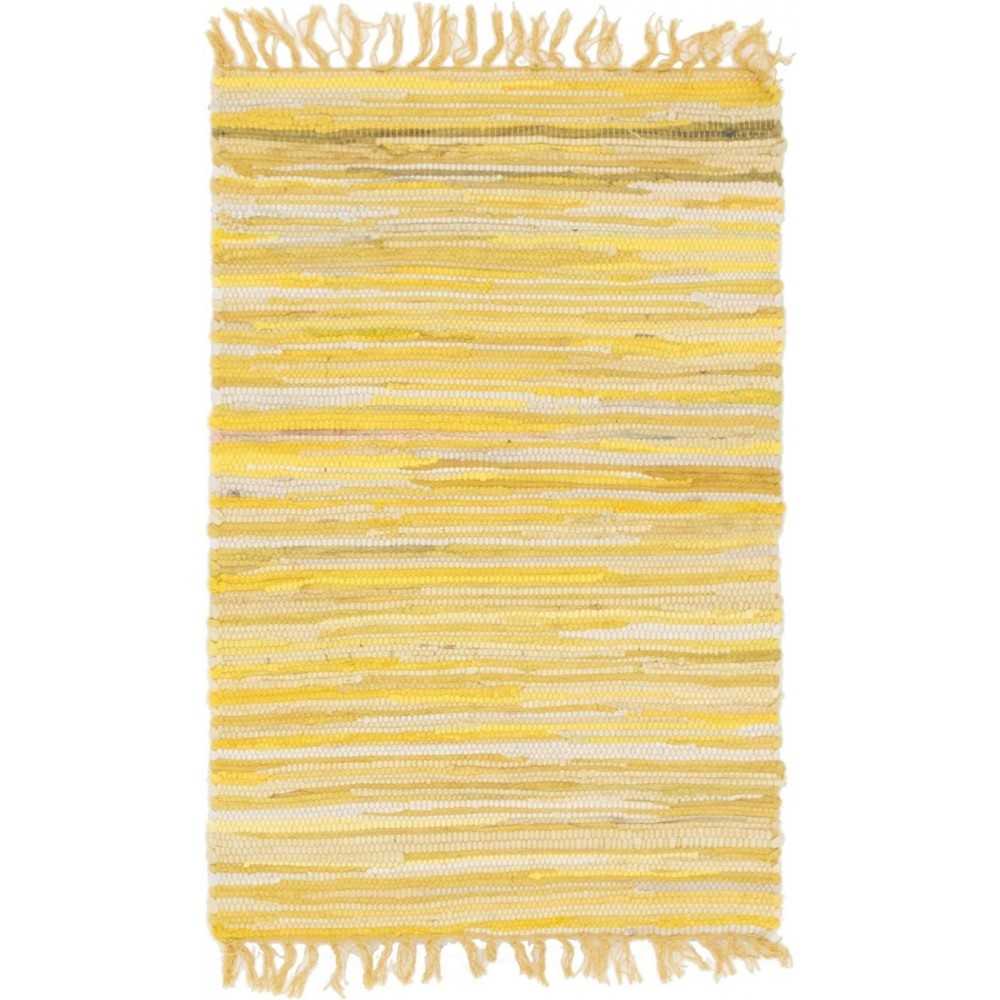 Rug Unique Loom Chindi Cotton Yellow Rectangular 2' 2 x 3' 0