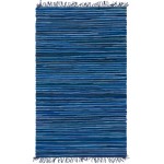 Rug Unique Loom Chindi Cotton Navy Blue Rectangular 4' 0 x 6' 0