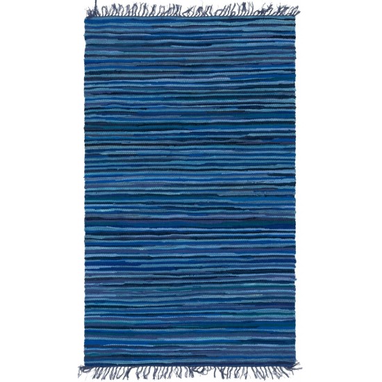 Rug Unique Loom Chindi Cotton Navy Blue Rectangular 4' 0 x 6' 0