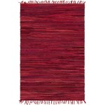 Rug Unique Loom Chindi Cotton Red Rectangular 4' 0 x 6' 0