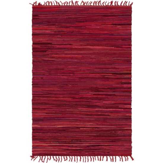 Rug Unique Loom Chindi Cotton Red Rectangular 4' 0 x 6' 0