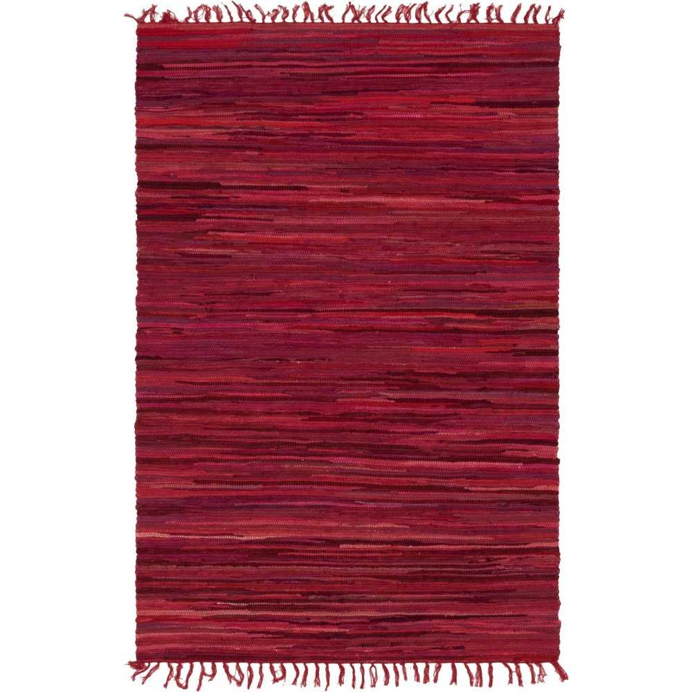 Rug Unique Loom Chindi Cotton Red Rectangular 4' 0 x 6' 0