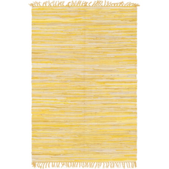 Rug Unique Loom Chindi Cotton Yellow Rectangular 4' 0 x 6' 0