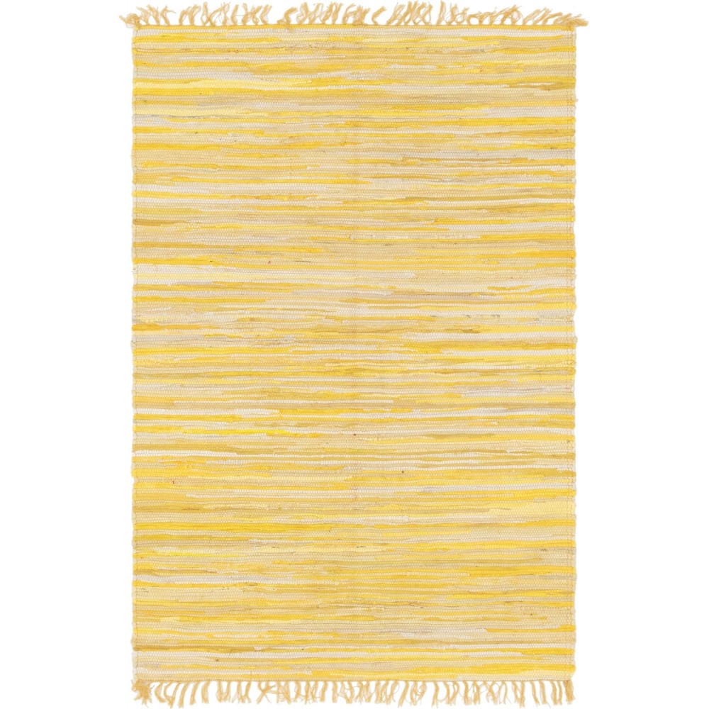 Rug Unique Loom Chindi Cotton Yellow Rectangular 4' 0 x 6' 0 Rug Unique Loom Chindi Cotton Yellow Rectangular 4' 0 x 6' 0