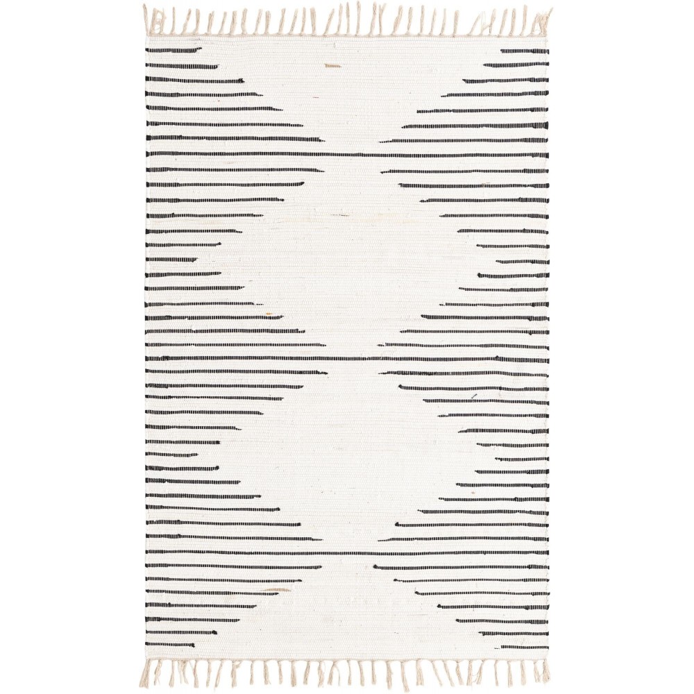 Rug Unique Loom Chindi Cotton Ivory Rectangular 4' 0 x 6' 0