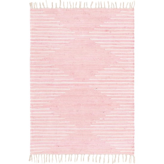 Rug Unique Loom Chindi Cotton Pink Rectangular 4' 0 x 6' 0