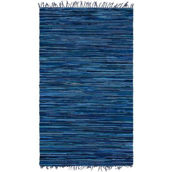 Rug Unique Loom Chindi Cotton Navy Blue Rectangular 5' 0 x 8' 0