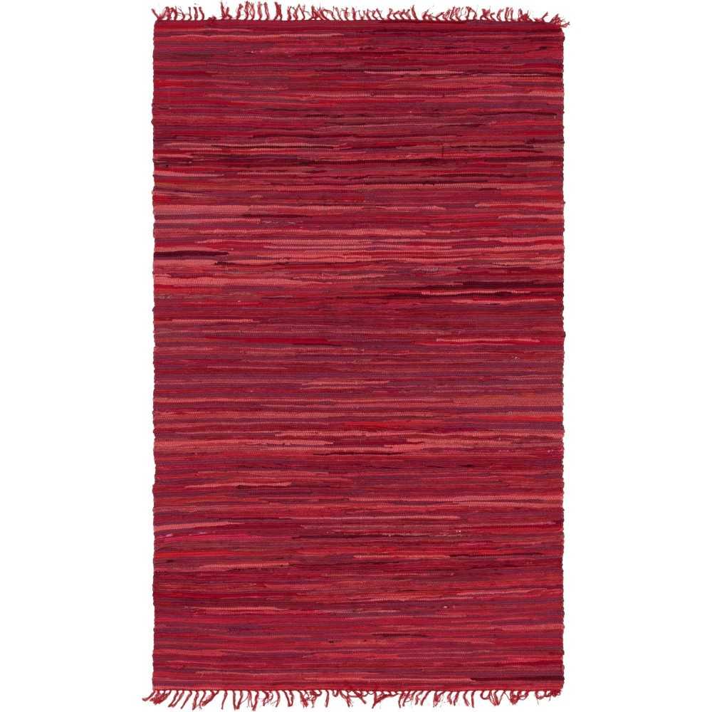 Rug Unique Loom Chindi Cotton Red Rectangular 5' 0 x 8' 0