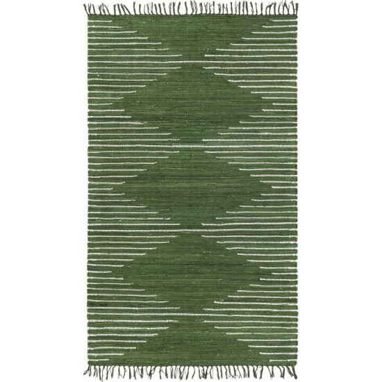 Rug Unique Loom Chindi Cotton Green Rectangular 5' 0 x 8' 0