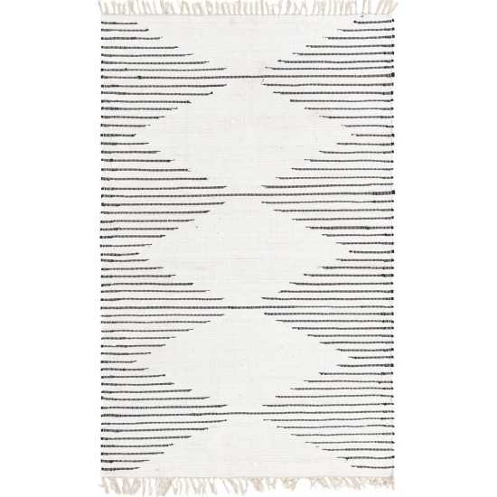 Rug Unique Loom Chindi Cotton Ivory Rectangular 5' 0 x 8' 0