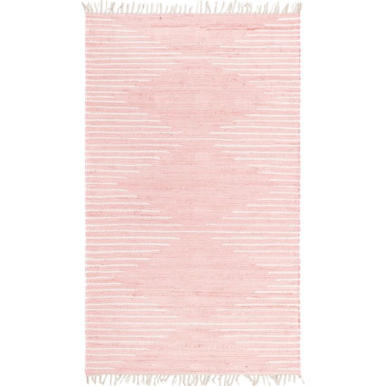 Rug Unique Loom Chindi Cotton Pink Rectangular 5' 0 x 8' 0