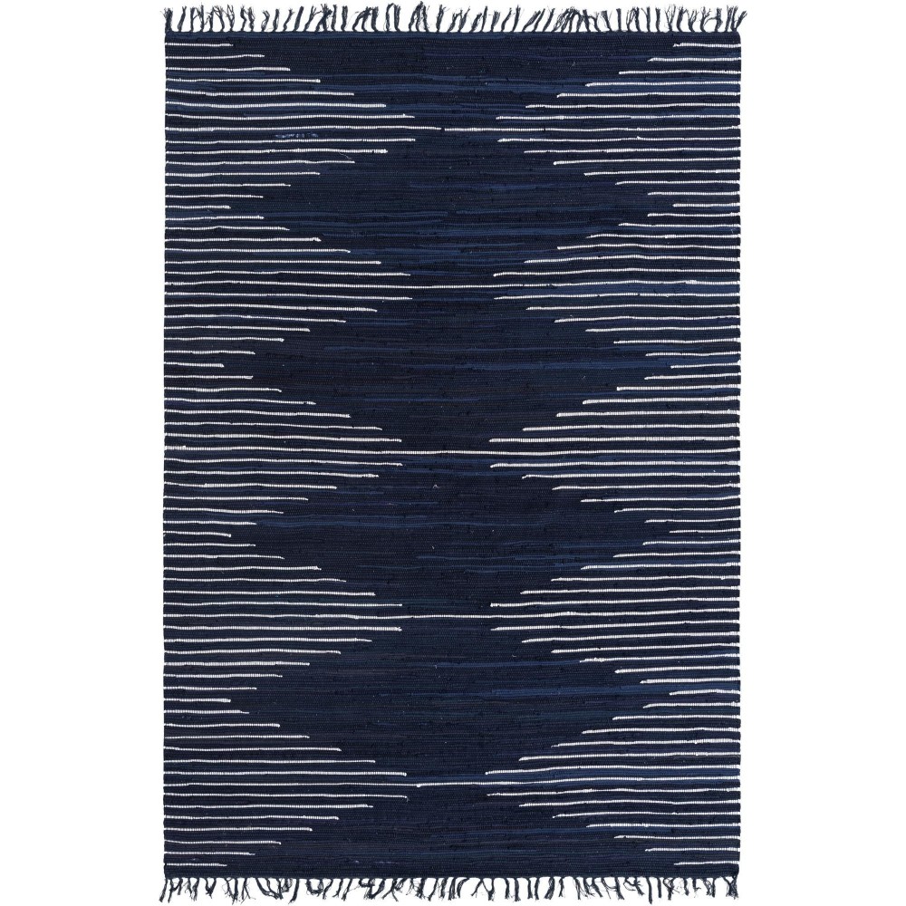 Rug Unique Loom Chindi Cotton Navy Blue Rectangular 7' 0 x 10' 0