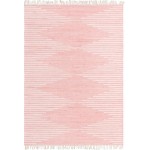 Rug Unique Loom Chindi Cotton Pink Rectangular 7' 0 x 10' 0