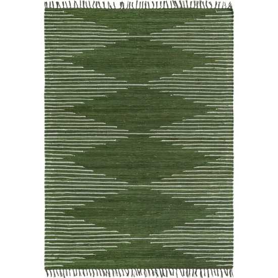 Rug Unique Loom Chindi Cotton Green Rectangular 7' 0 x 10' 0