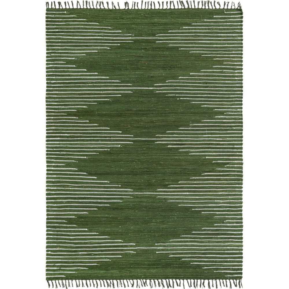 Rug Unique Loom Chindi Cotton Green Rectangular 7' 0 x 10' 0