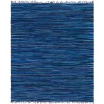 Rug Unique Loom Chindi Cotton Navy Blue Rectangular 8' 0 x 10' 0