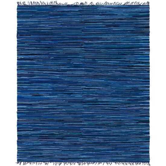 Rug Unique Loom Chindi Cotton Navy Blue Rectangular 8' 0 x 10' 0