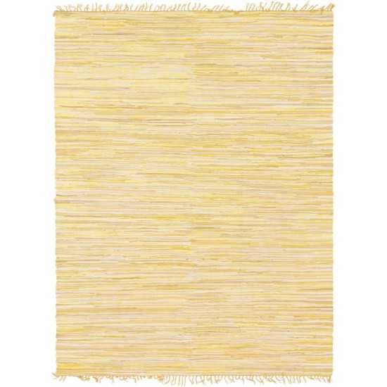 Rug Unique Loom Chindi Cotton Yellow Rectangular 8' 0 x 10' 0