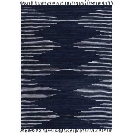 Rug Unique Loom Chindi Cotton Navy Blue Rectangular 8' 0 x 11' 0