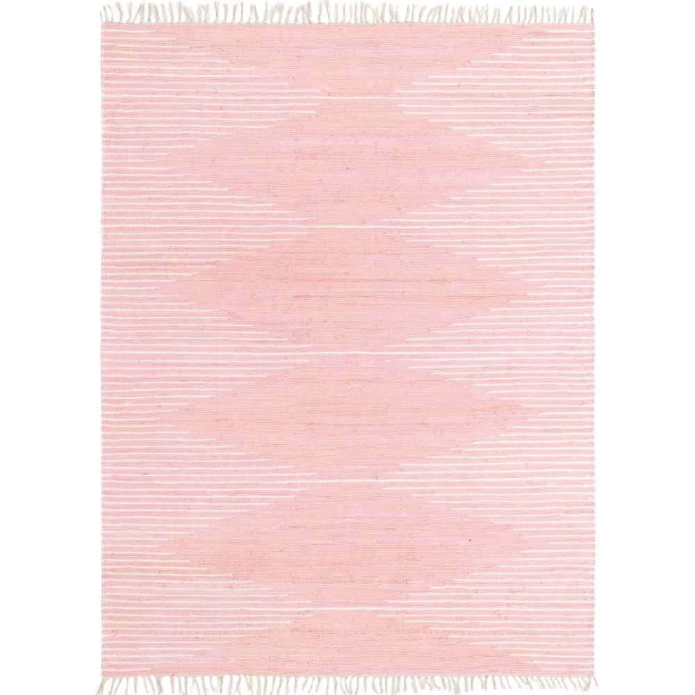 Rug Unique Loom Chindi Cotton Pink Rectangular 8' 0 x 11' 0