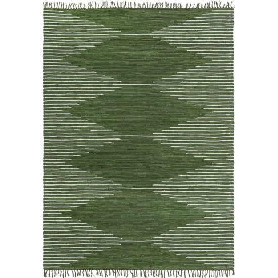 Rug Unique Loom Chindi Cotton Green Rectangular 8' 0 x 11' 0