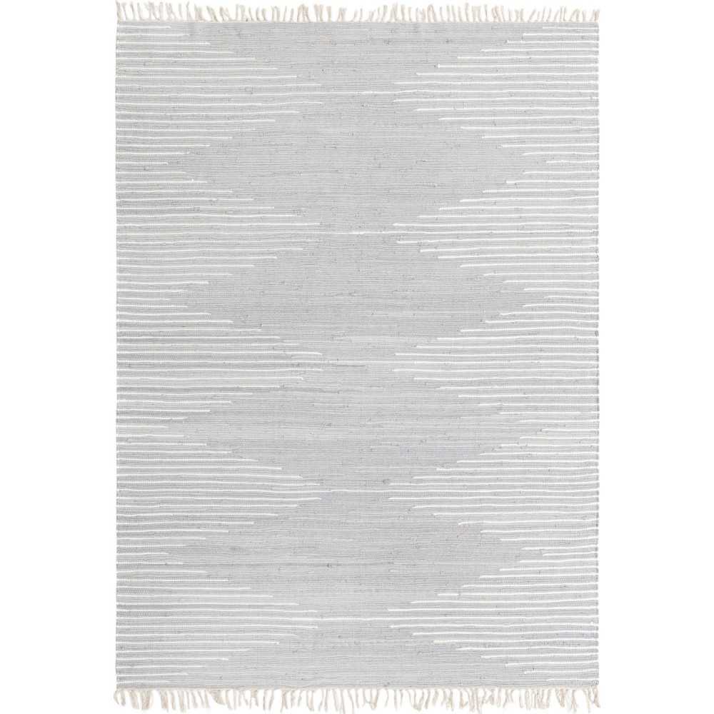 Rug Unique Loom Chindi Cotton Light Gray Rectangular 8' 0 x 11' 0