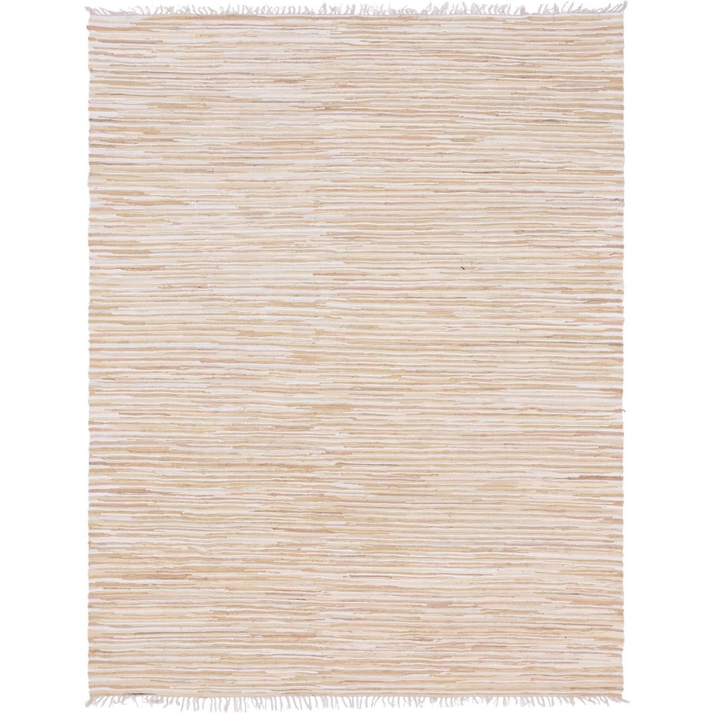 Rug Unique Loom Chindi Cotton Beige Rectangular 9' 0 x 12' 0