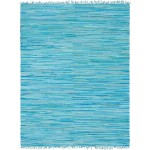 Rug Unique Loom Chindi Cotton Turquoise Rectangular 9' 0 x 12' 0