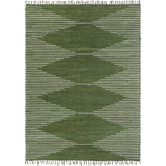 Rug Unique Loom Chindi Cotton Green Rectangular 9' 0 x 12' 0