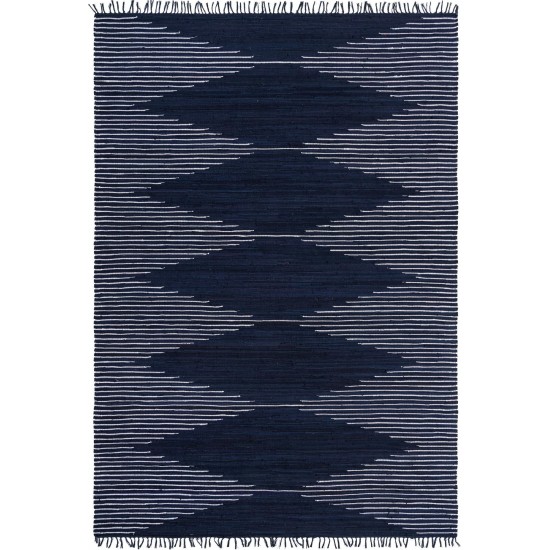 Rug Unique Loom Chindi Cotton Navy Blue Rectangular 10' 0 x 14' 0