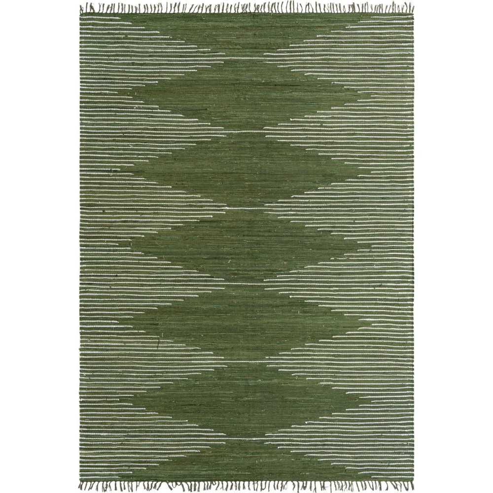 Rug Unique Loom Chindi Cotton Green Rectangular 10' 0 x 14' 0